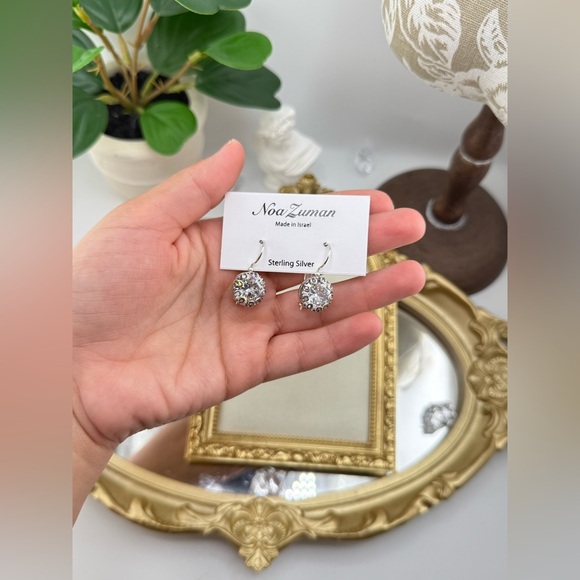 Noa Zuman Sterling Silver Crystal Drop Earrings – Made in Israel - Picture 6 of 6